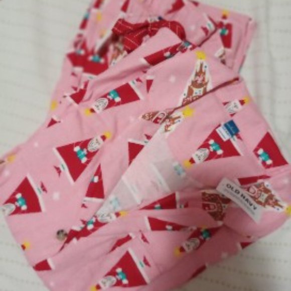 Old Navy Pink Santa Gingerbread Flannel Pajamas NWT - Size Large - Picture 2 of 6